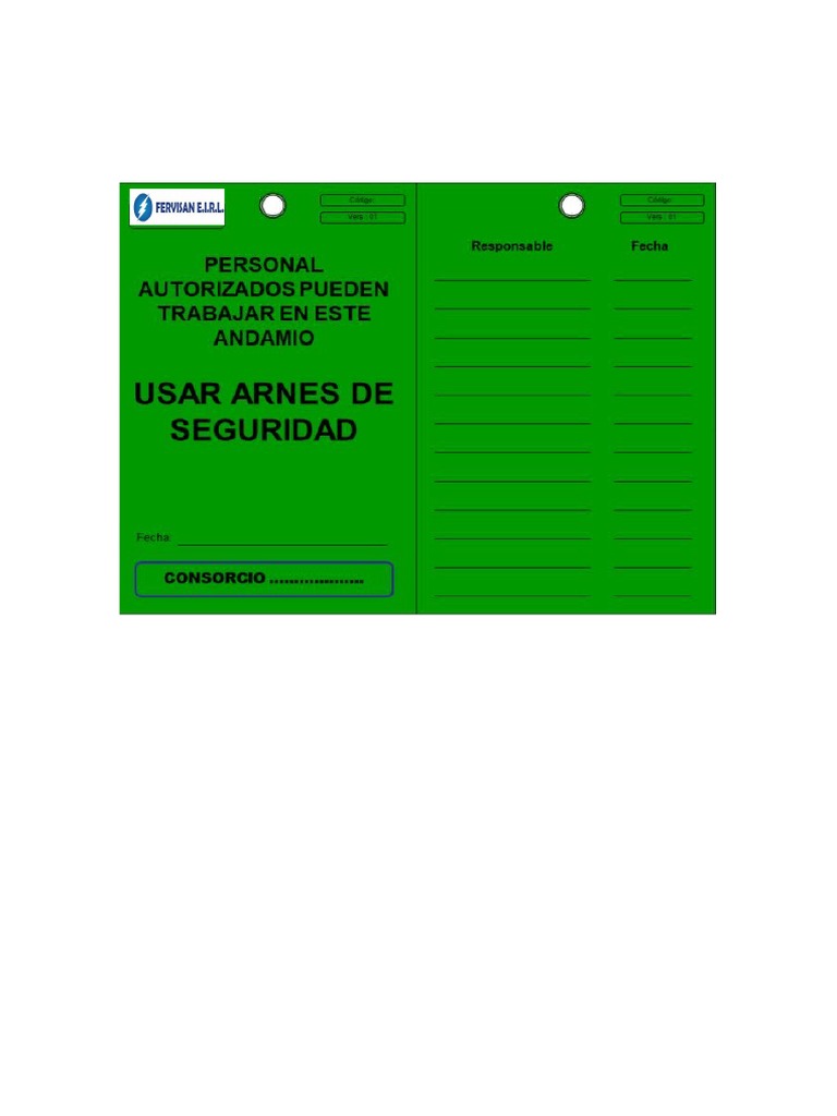 Tarjeta Verde Andamio Pdf