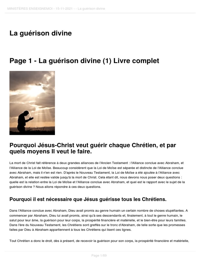 La guérison divine selon la Bible | PDF | Jésus | Alliance (Bible)