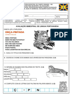 Avaliação Bimetral de Lingua Portuguesa 3º Bimestre