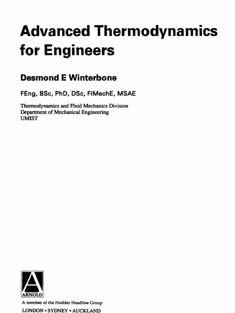Advanced Thermodynamics For Engineers Heat Entropy