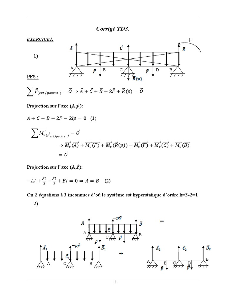 Corrigé TD3 : Analyse des structures | PDF | Mécanique | Mécanique ...