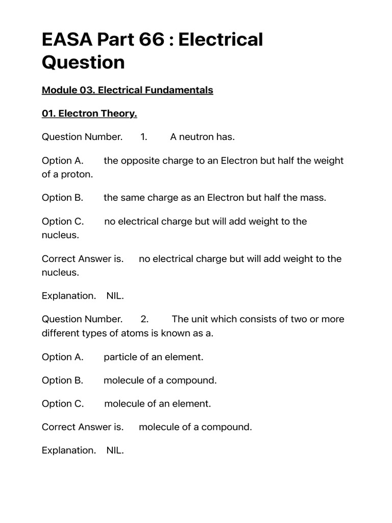 EASA AML Module 3 Electrical Fundamentals PDF