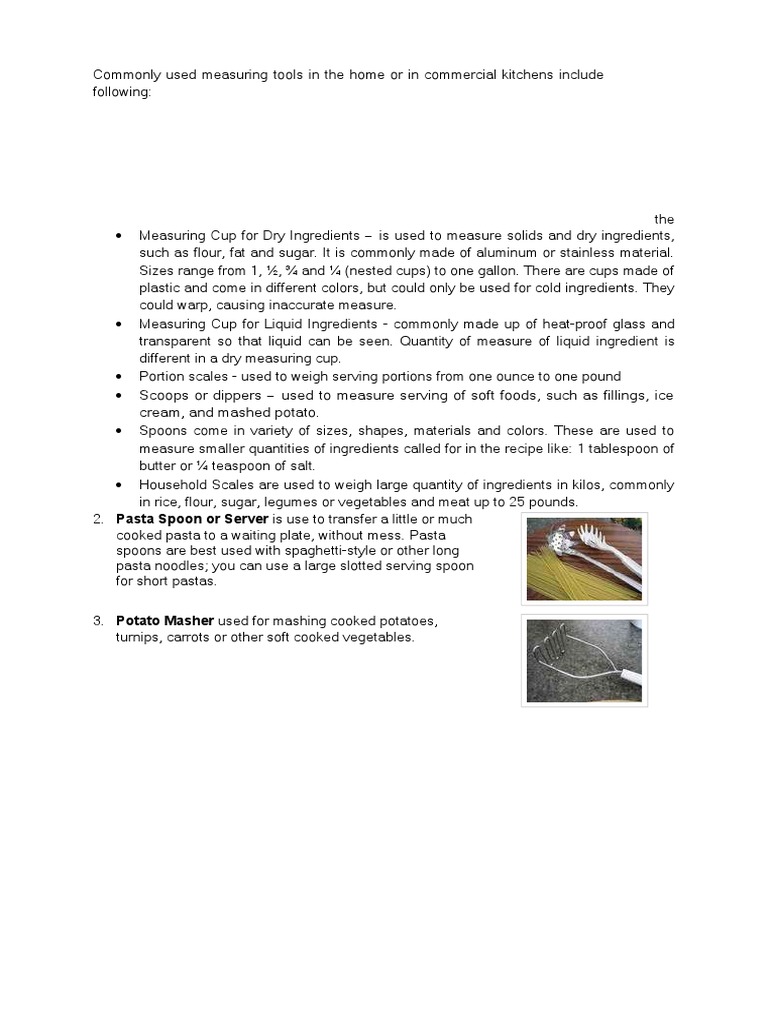 A Comprehensive Guide to Common Measuring Tools, Kitchen Utensils