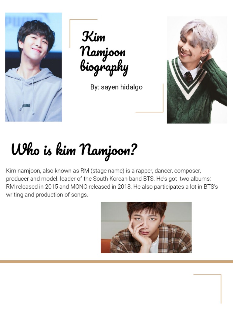 Kim Namjoon Biography | PDF | Hip Hop