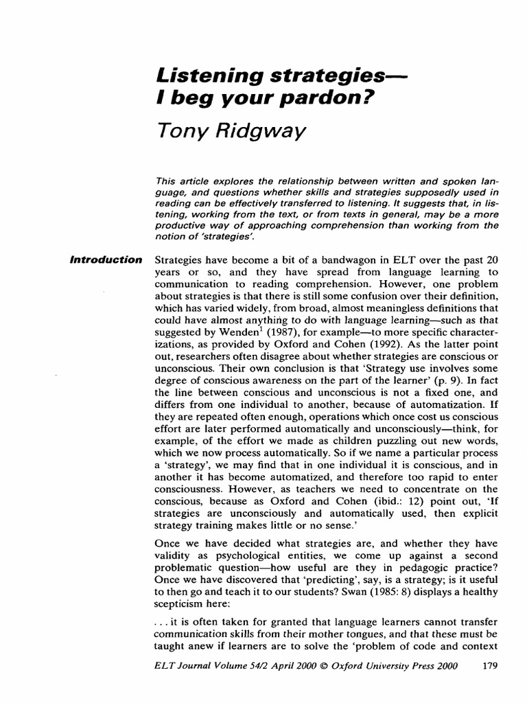 Ridgway 2000 | PDF | Reading Comprehension | Learning