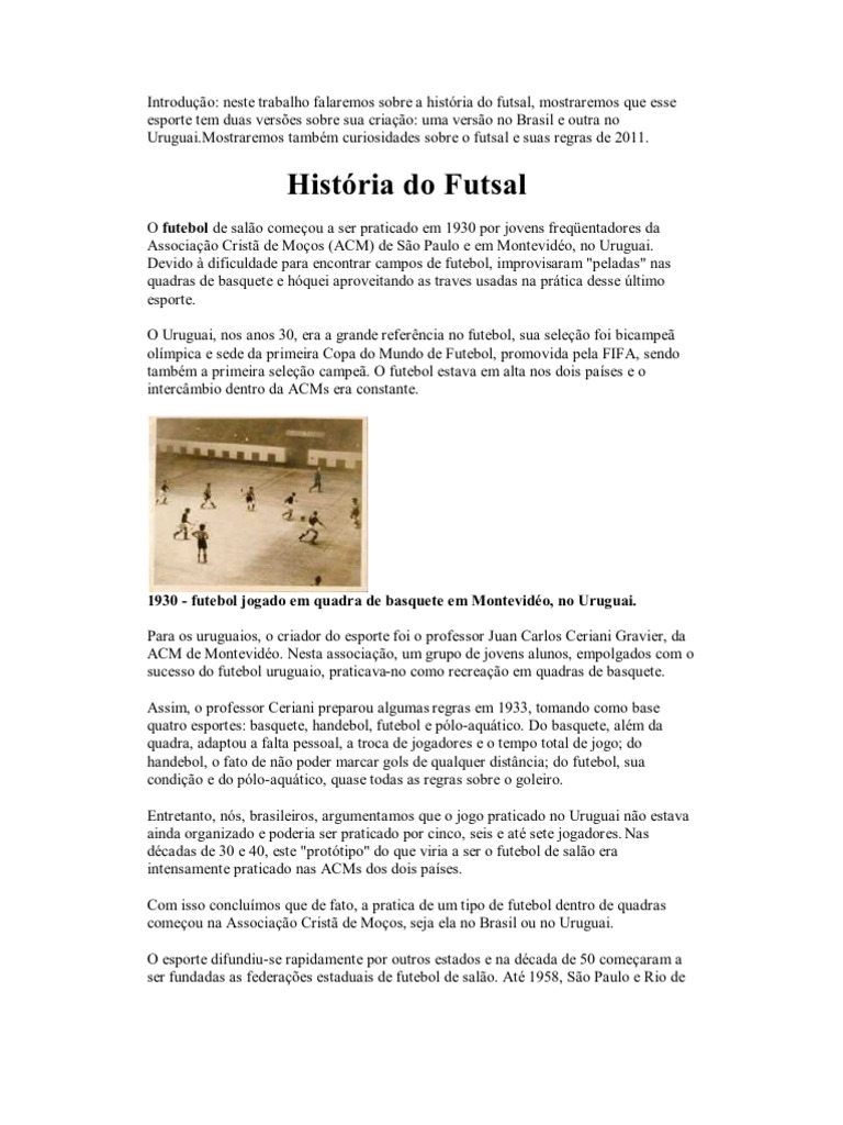 História do Futsal no Brasil | PDF | Futebol | Esportes