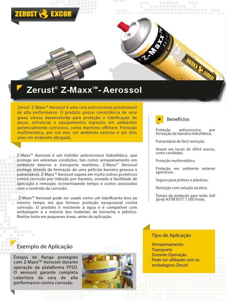 Zerust Z-Maxx - Aerossol | PDF | Embalagem e rotulagem | Corrosão