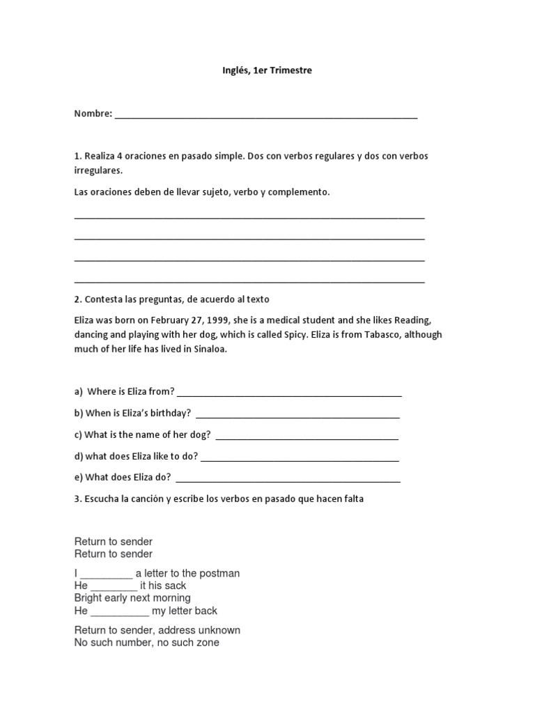 Inglés, 1er Trimestre PDF