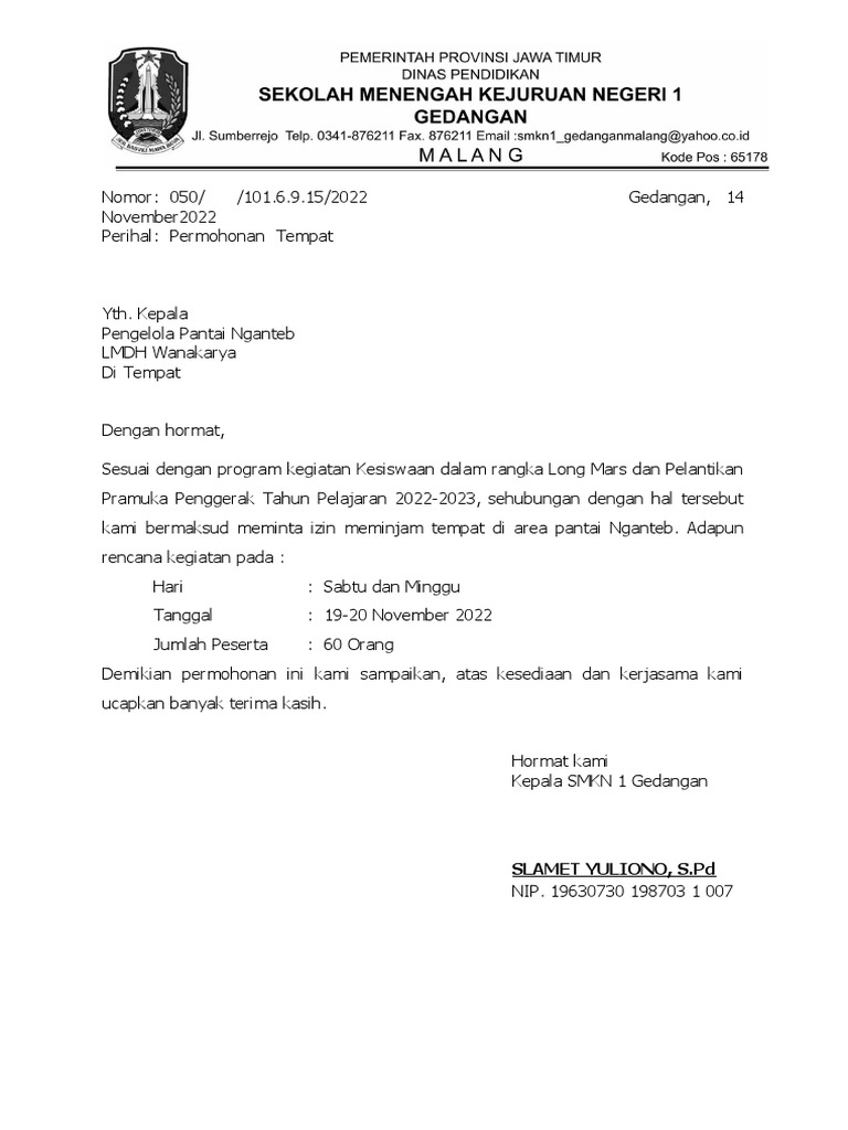 Surat permohonan format tu pdf