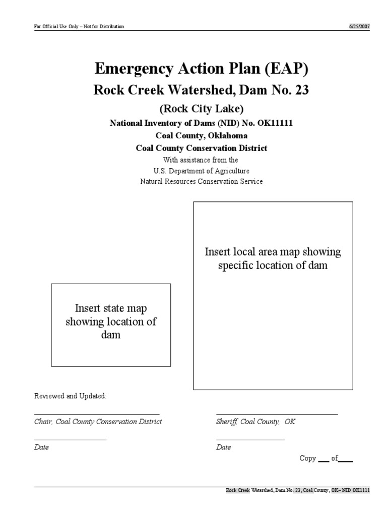 Example Final EAP Template Rock Creek Watershed Dam No 23 PDF