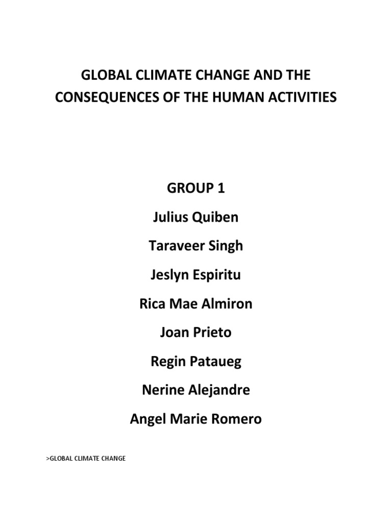 Impact of Human Activities on Climate Change | PDF | Climate Change ...