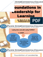 Foundation of Leadership For Learning Prof. Maria Fe Bautista