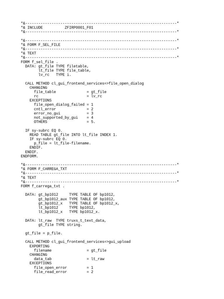 SAP ABAP File Upload and Data Processing | PDF | Data Management | Software