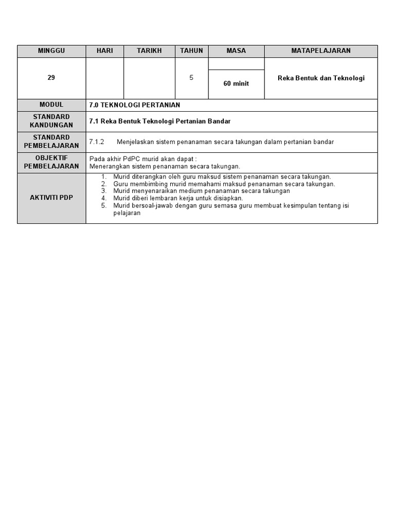Sample RBT Tahun 5 | PDF