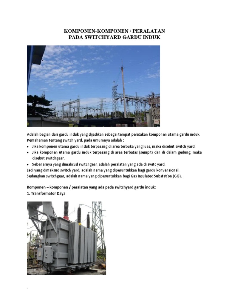 Komponen Peralatan Pada Switchyard Gardu Induk | PDF