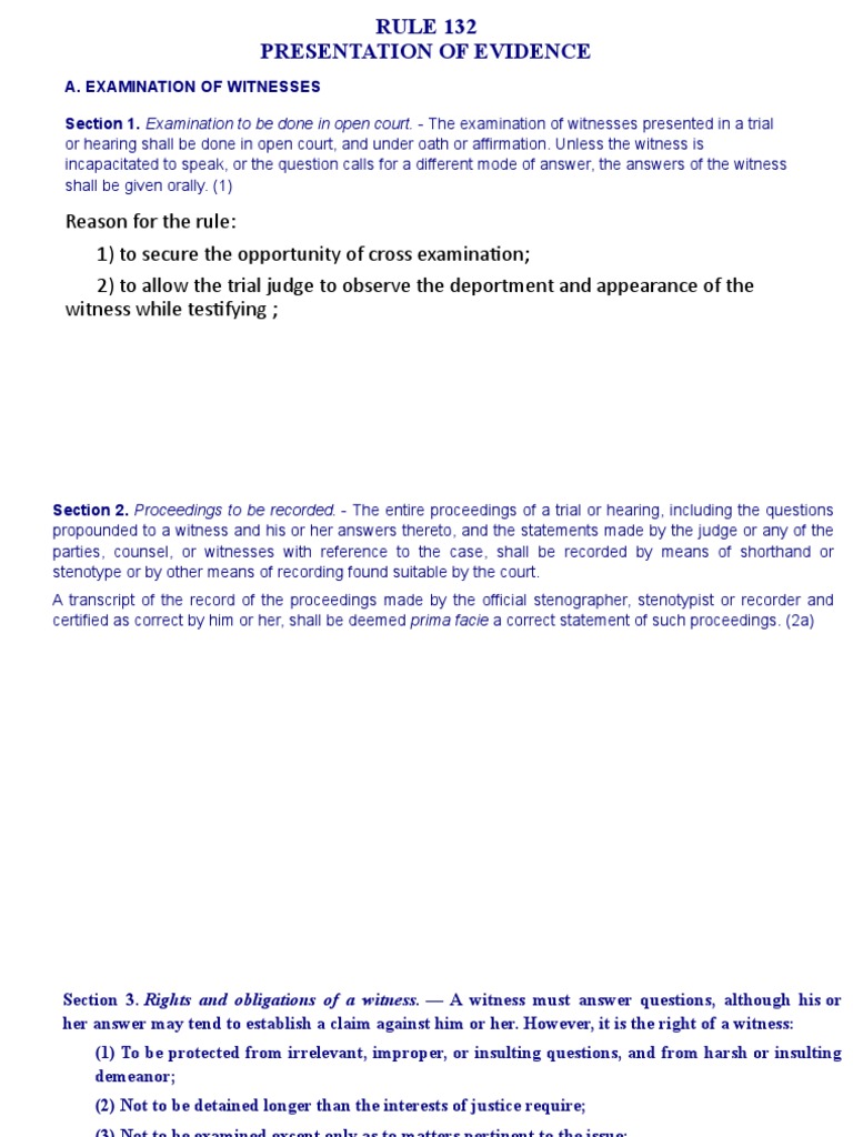 RULE 132 PRESENTS EVIDENCE | PDF | Witness Impeachment | Witness