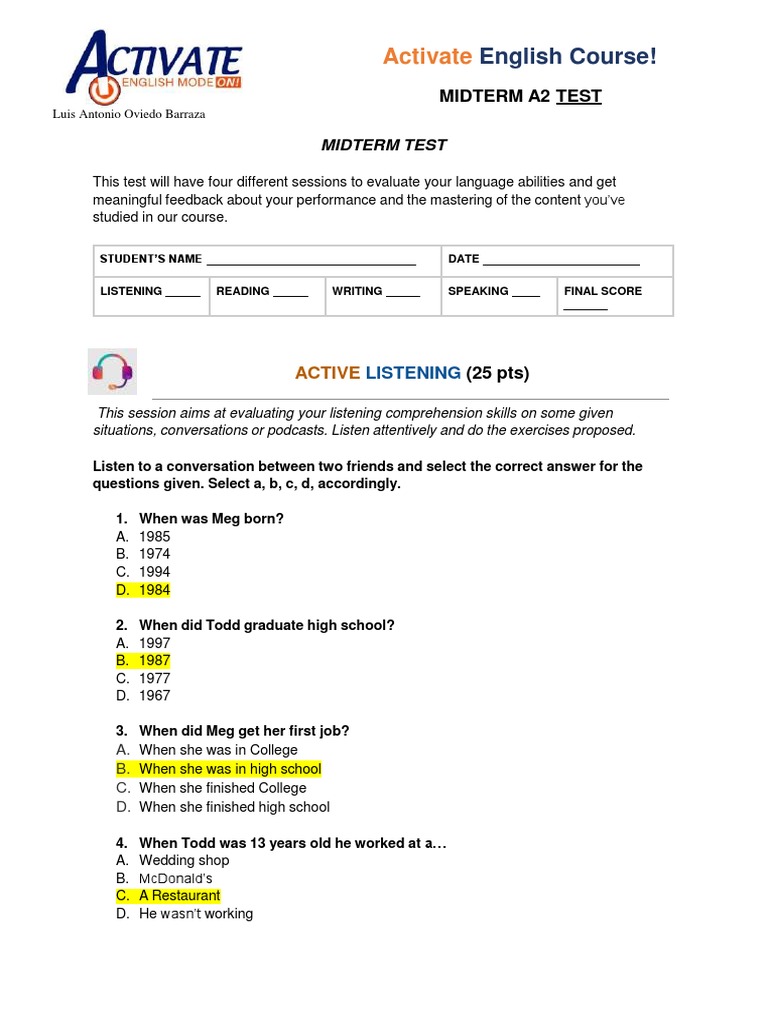 Copia De Midterm A2 Test Pdf Benjamin Franklin Cognition