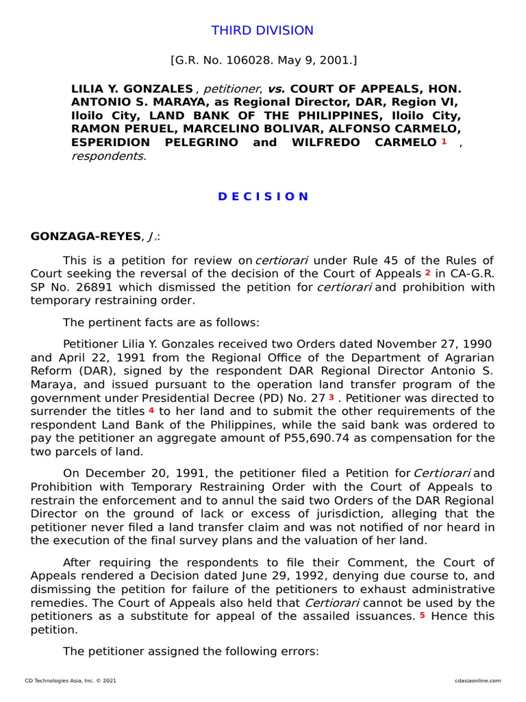DAR Orders and Certiorari Review Case | PDF | Certiorari | Appeal