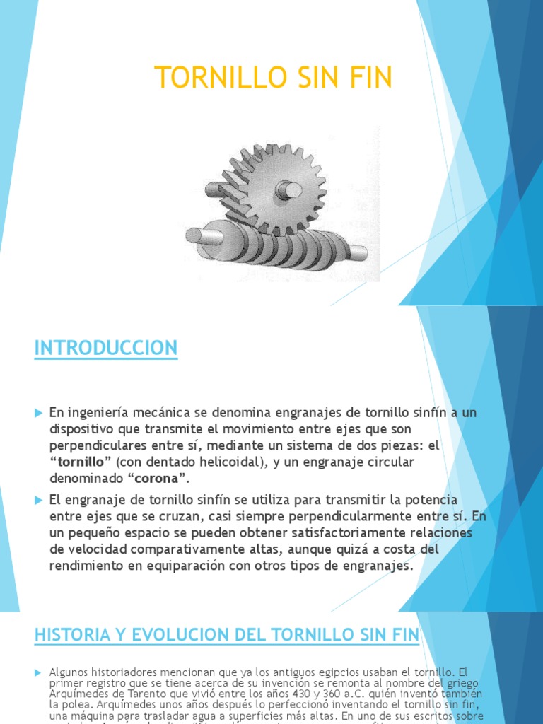 Funcionamiento y Aplicaciones del Tornillo Sin Fin | PDF | Engranaje ...
