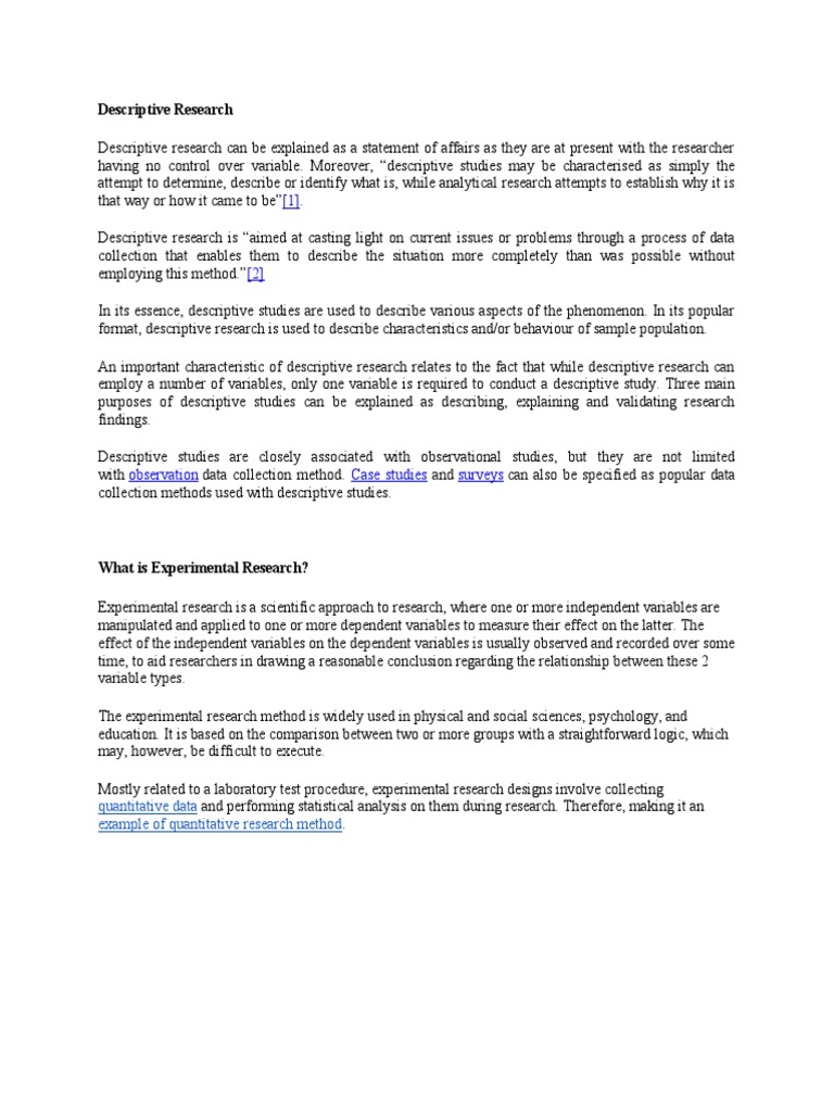 Descriptive Research | PDF