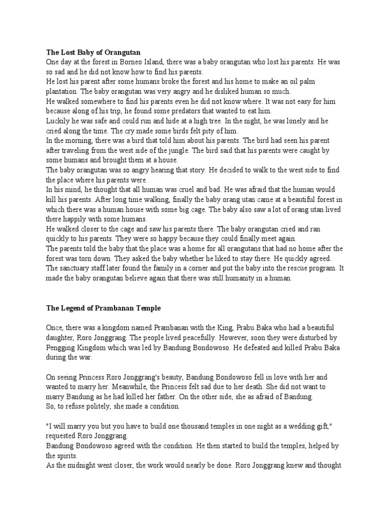 Narrative Story Pdf Orangutan