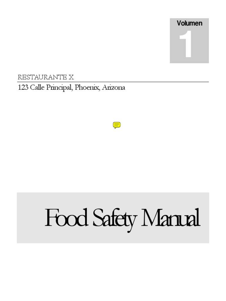 Food Safety Manual PDF Alimentos Lavado de manos