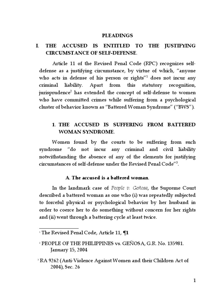 Battered Woman Syndrome Defense In California