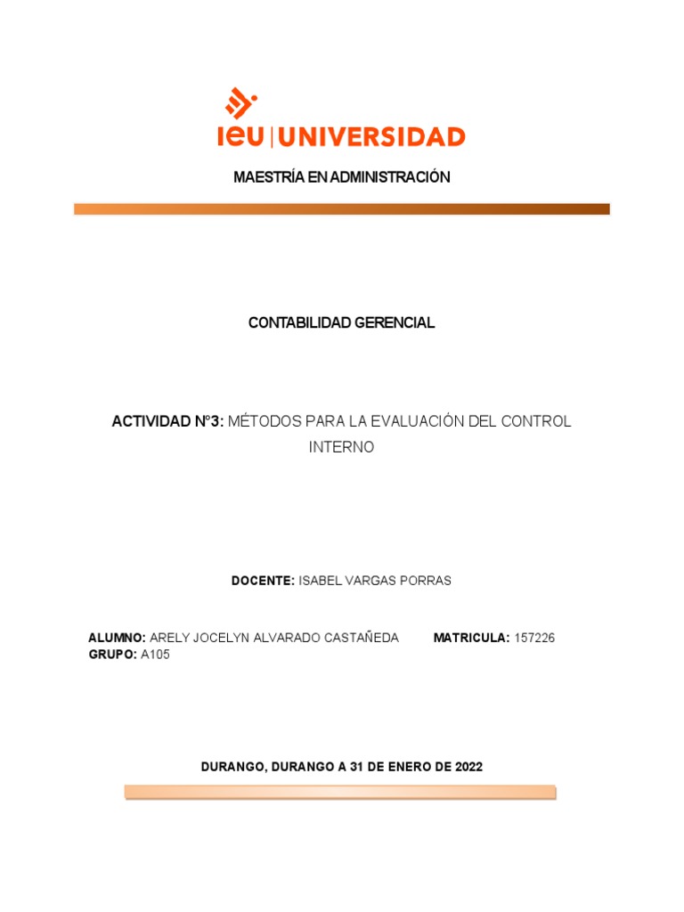 Métodos de Evaluación del Control Interno | PDF
