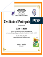 2019 BRIGADA ESKWELA Sample Certificate