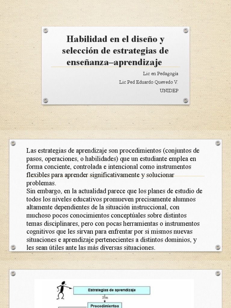 Estrategias de Diseño en Enseñanza-Aprendizaje | PDF | Aprendizaje ...