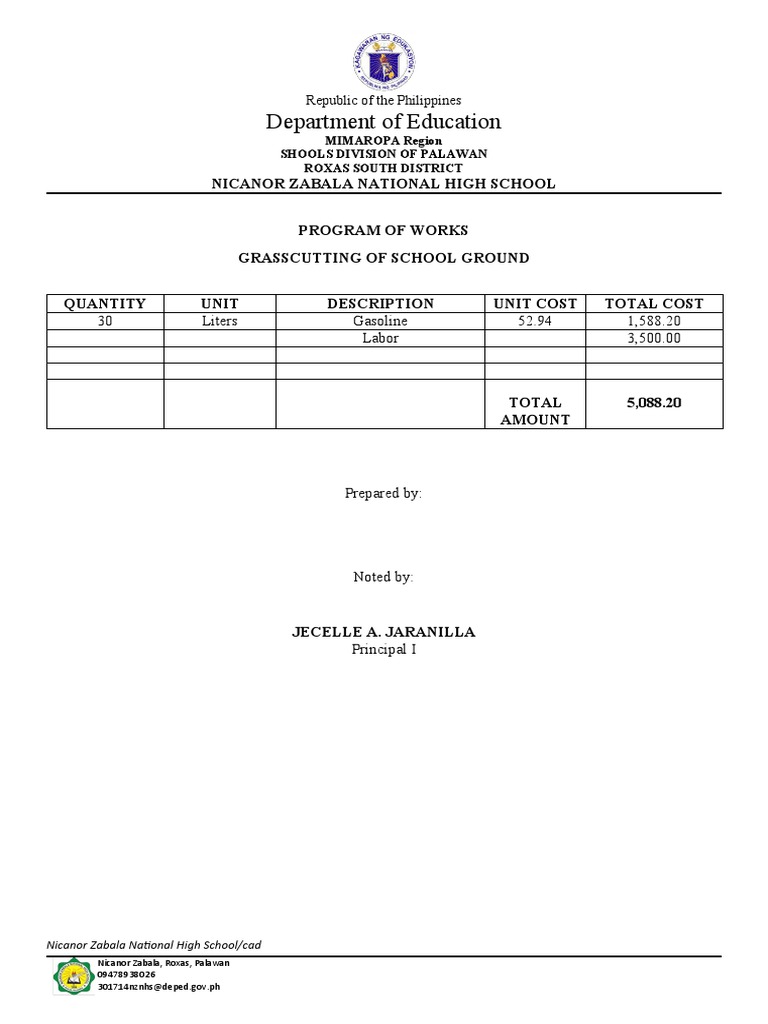 Sample Program of Works | PDF | Philippines