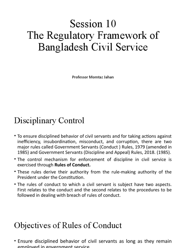 The Regulatory Framework of Discipline for Bangladesh Civil Servants