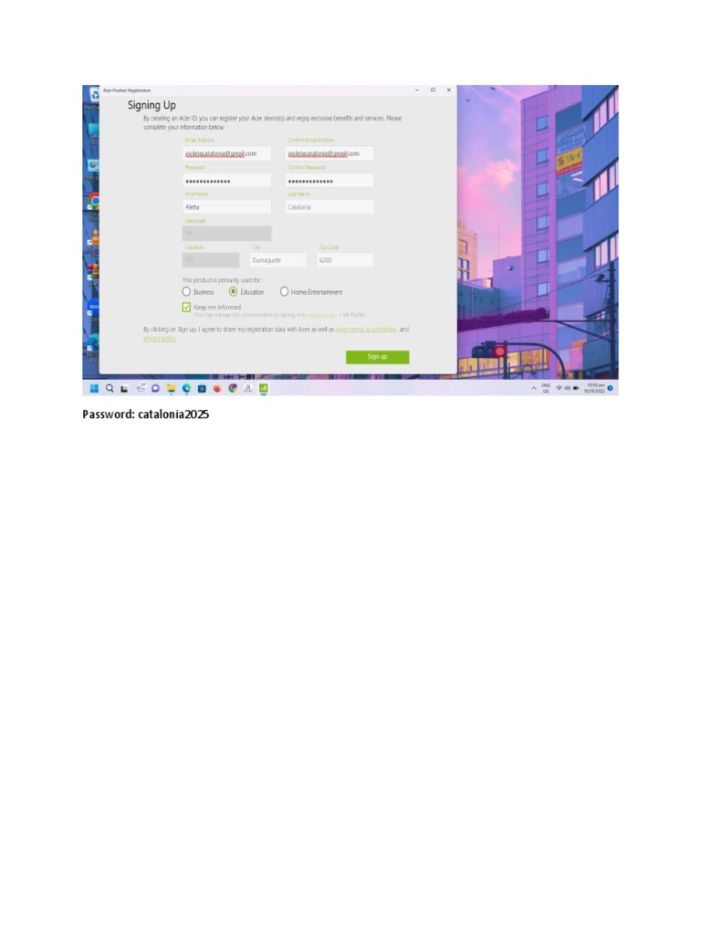 Acer Product Registration PDF