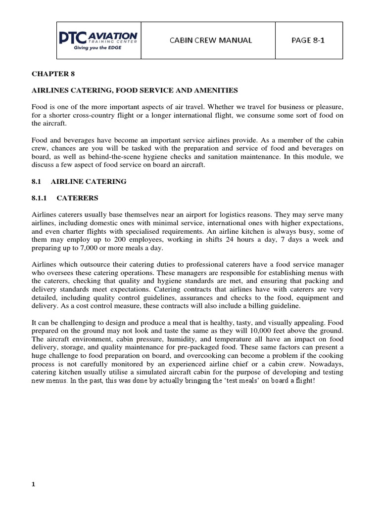 Chapter 8 Airlines Catering | PDF