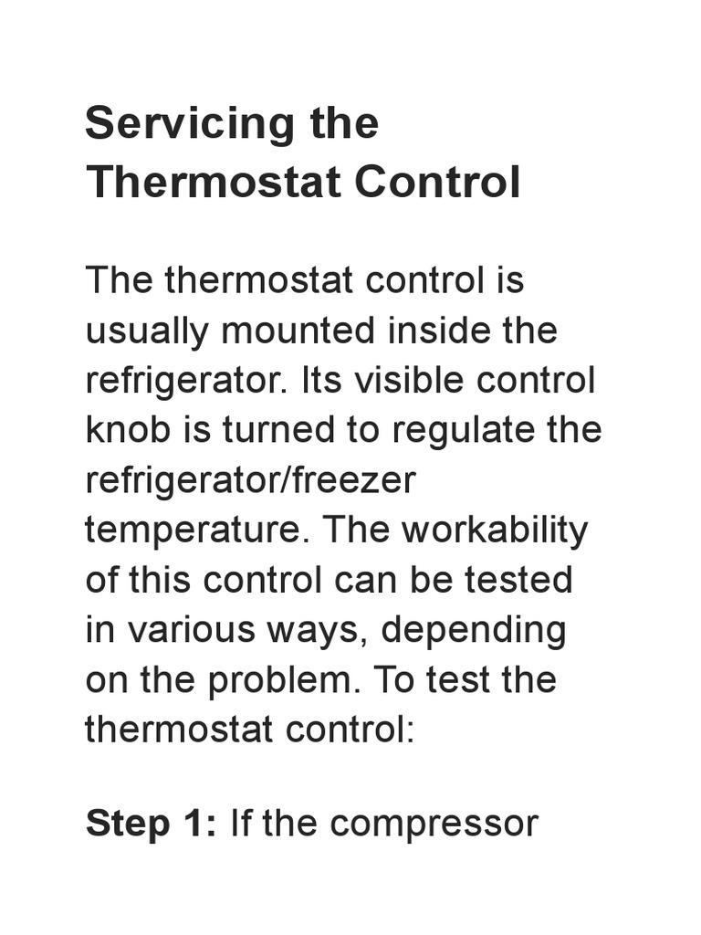 Repairing Main Parts of Refrigerator PDF Refrigerator Thermostat