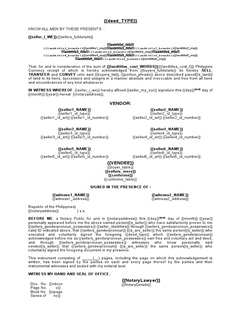 (Donation) Land Sale Template 6 PDF Document Law And Economics