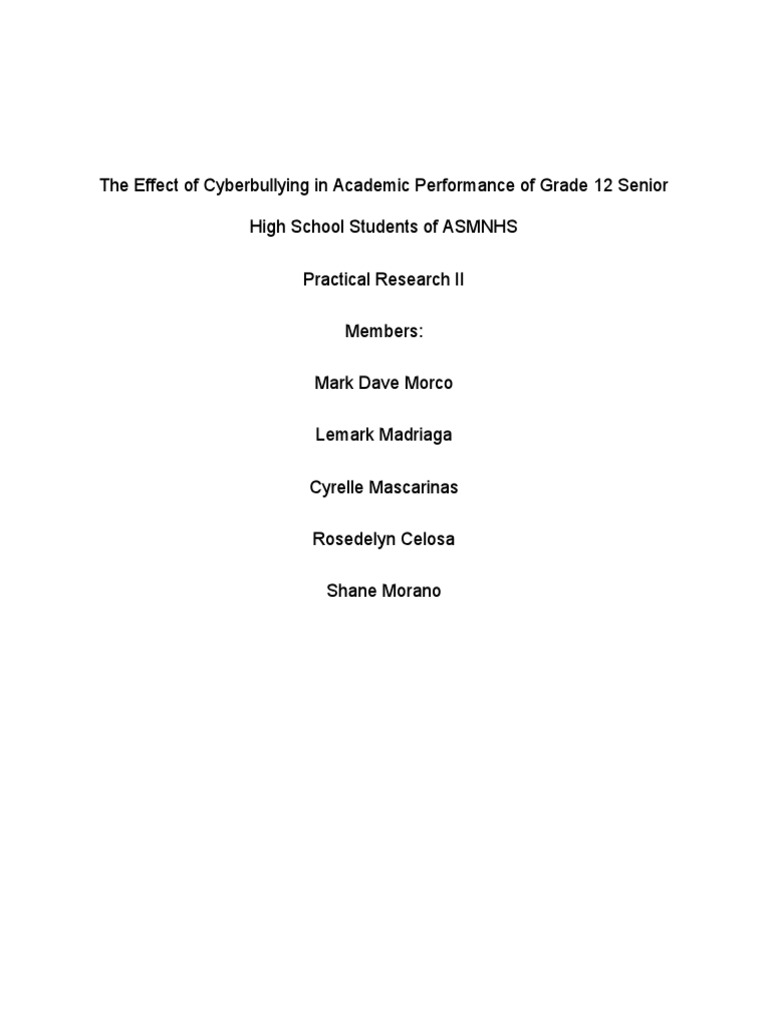 Chapter 1 The Effects of Cyberbullying To The Academic Performance of ...
