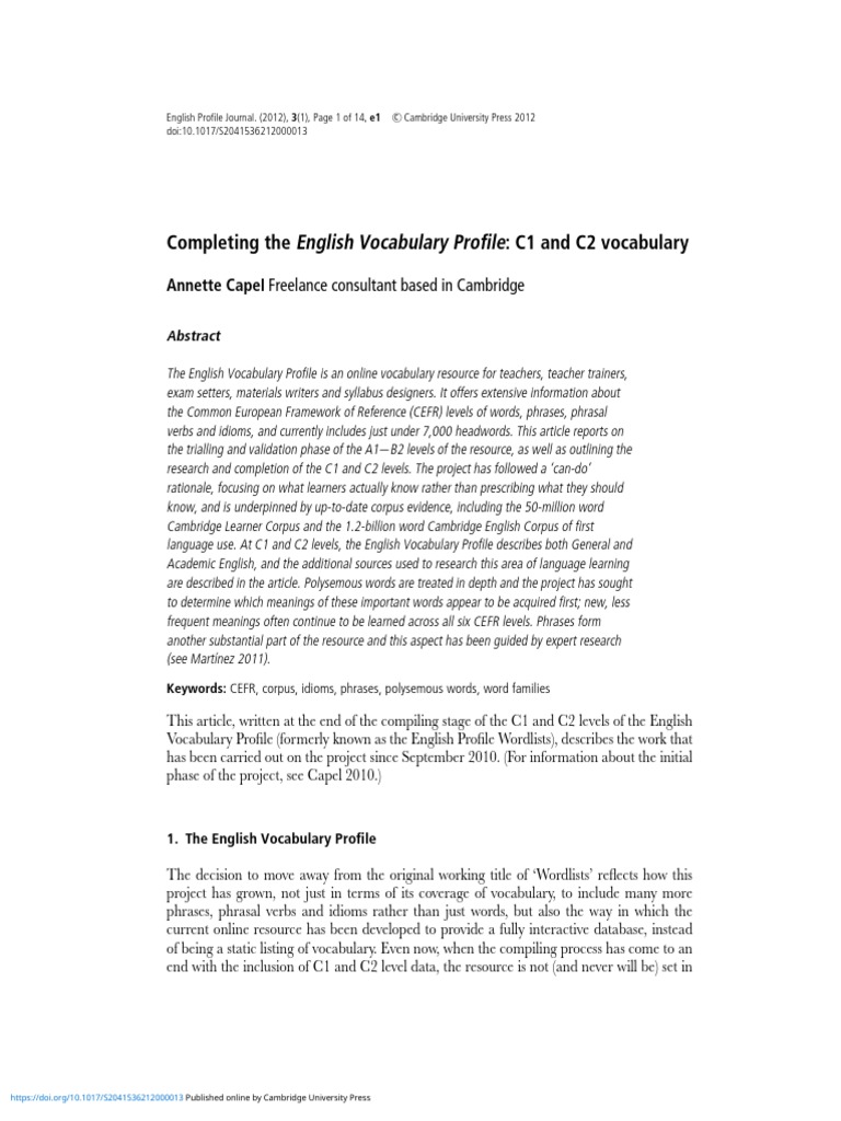 Completing C1 and C2 English Vocabulary | PDF | Language Arts & Discipline