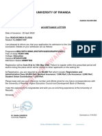 University of Rwanda Acceptance Letter