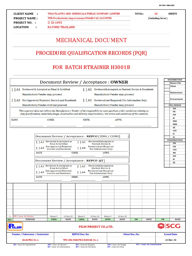 PROCEDURE QUALIFICATION RECORDS (PQR) PDF