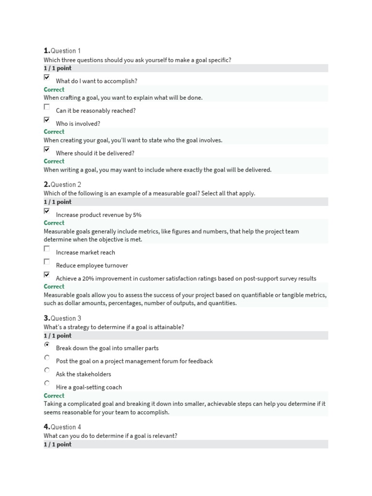 Practice Quiz 1 PDF Goal Performance Indicator