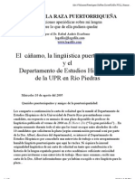 El Cáñamo, La Lingüística Puertorriqueña y El Departamento de Estudios Hispánicos de La UPR en Río Piedras (2004) Por El Dr. Rafael Andrés Escribano
