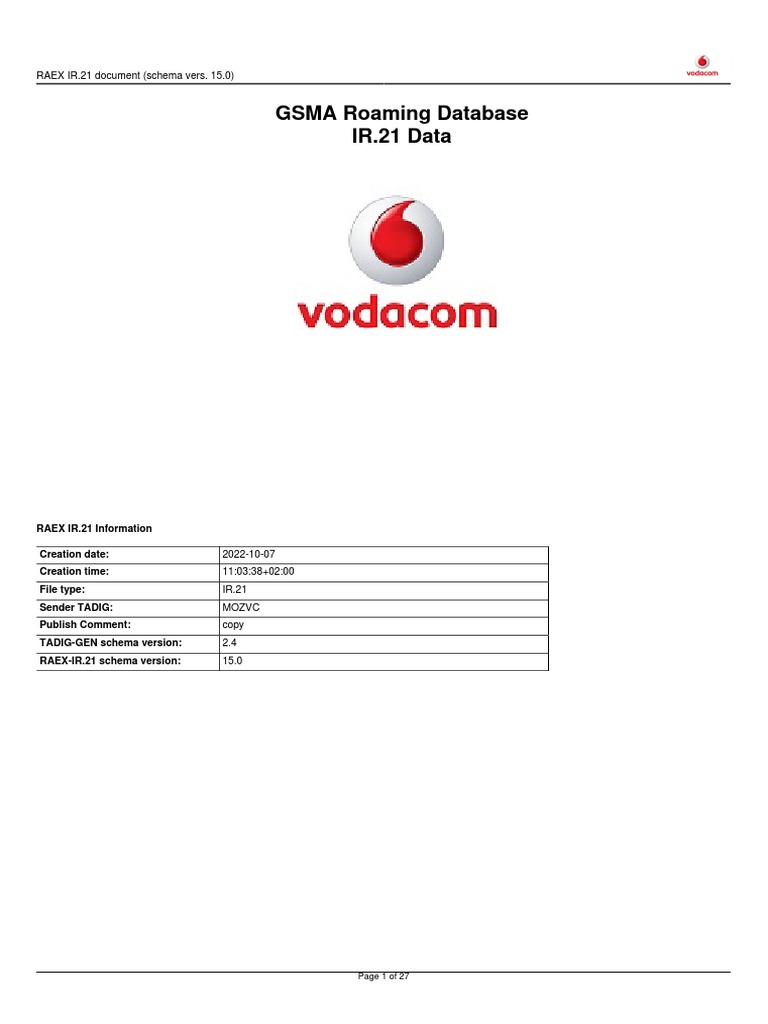 RAEX IR.21 document details | PDF | Internet Protocols | Service Industries