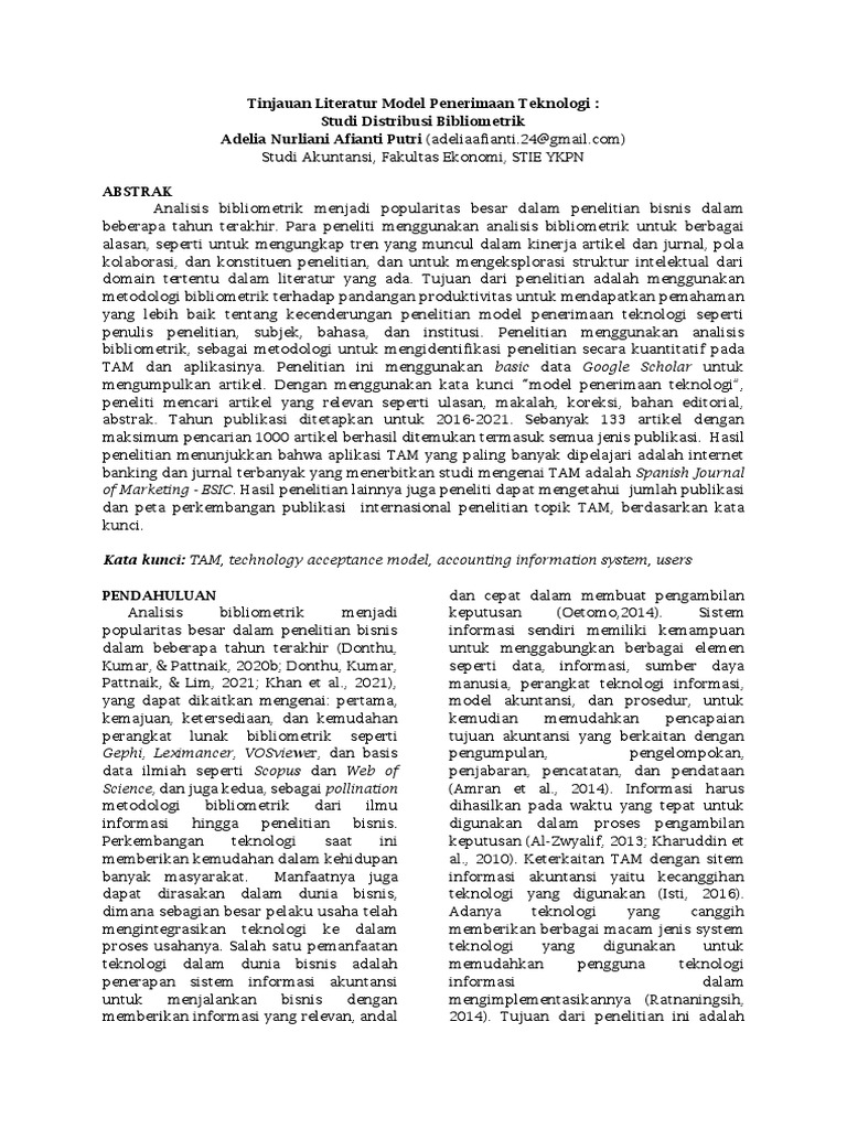 Analisis Bibliometrik Model Penerimaan Teknologi | PDF