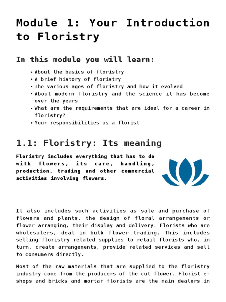 Introduction to Floristry Basics | PDF | Floristry | Plants