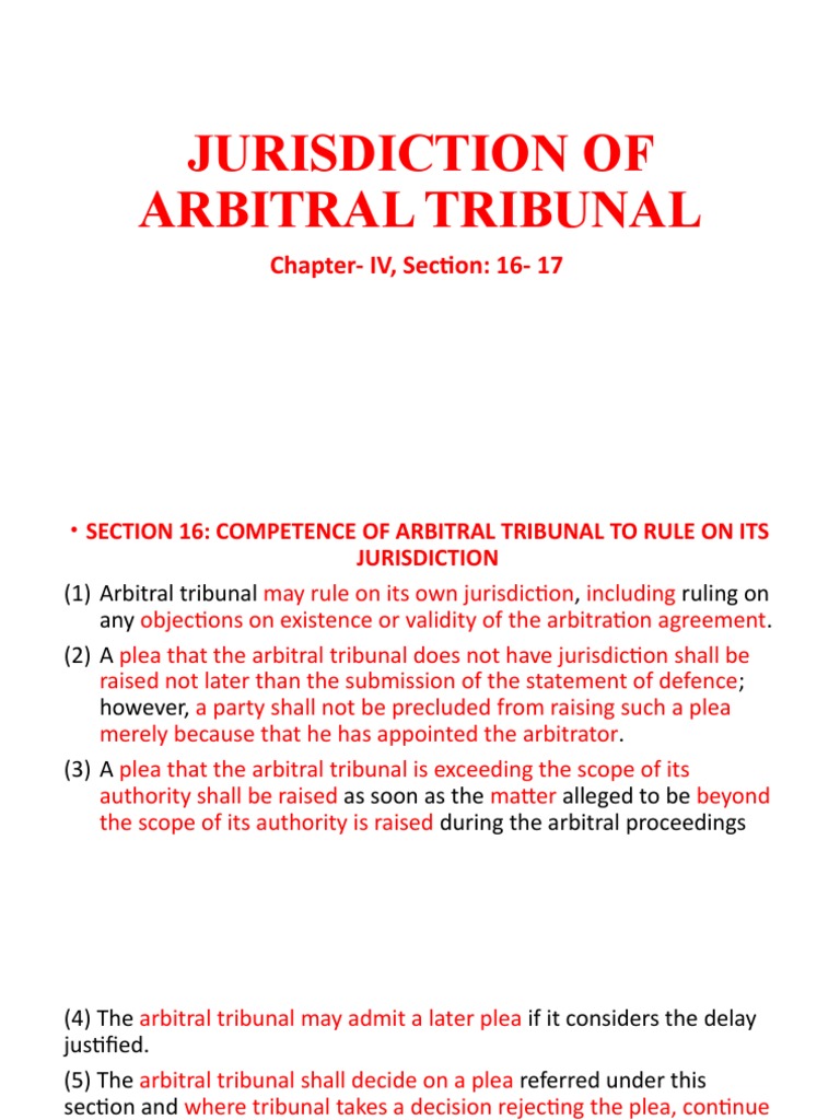 Jurisdiction of Arbitral Tribunal Explained | PDF | Law