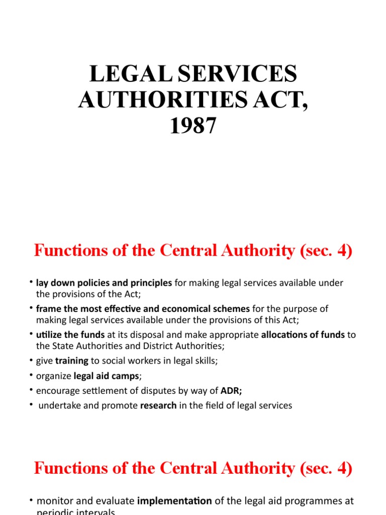 Importance Of Legal Services Authorities Act 1987