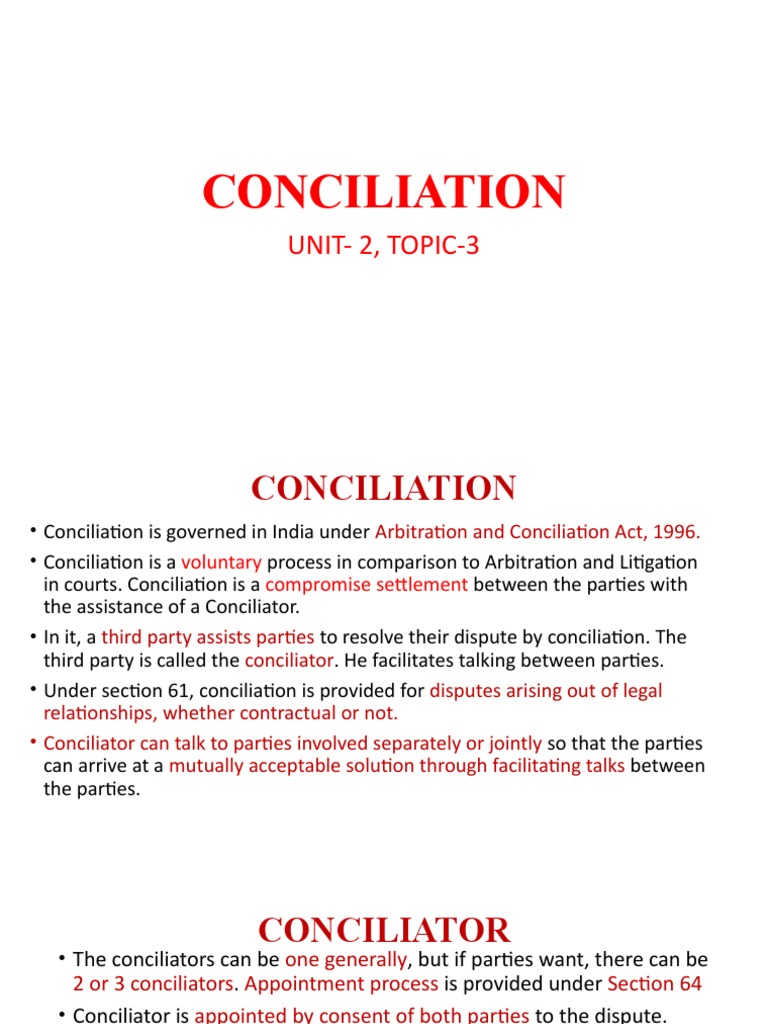Conciliation Process and Role of Conciliator | PDF | Settlement ...