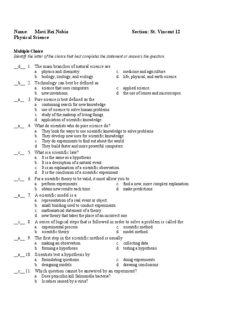 Physical Science practice-test-NAT | Download Free PDF | Ion | Atoms