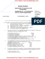 CBSE Class 12 Accountancy Accounting For Not For Profit Organisation Worksheet